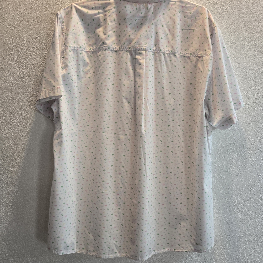 Croft & Barrow‎ Men's White and Green Patterned Short Sleeve Shirt - Picture 2 of 14